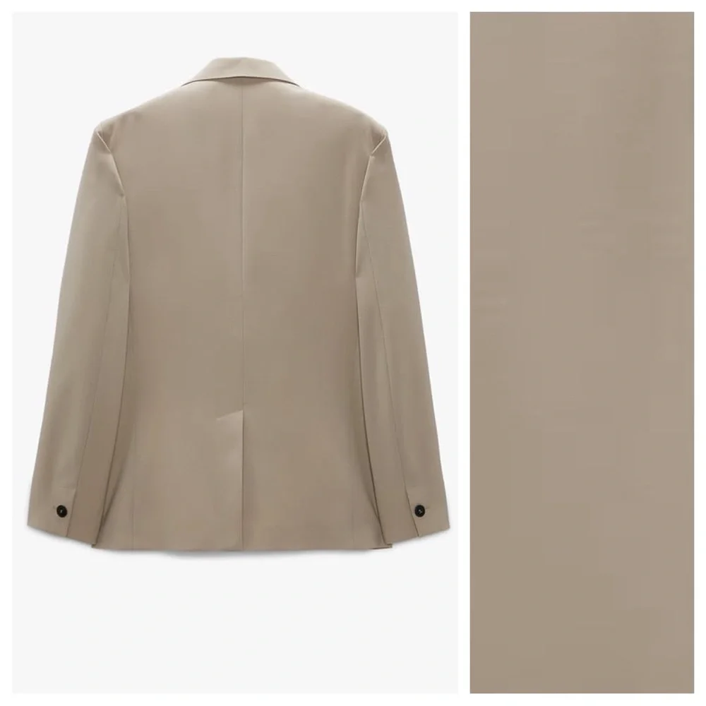 NWOT. Zara Man Stone Double-Breasted Suit Blazer. Size 42.